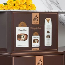 Lattafa Vintage Radio 3-Pc 100ml EDP, 20ml EDP, 200ml Deodorant Gift Set