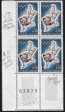 1964 bloc de 4 timbres coin numéroté jeux olympiques Tokyo N° 1428  Neufs **