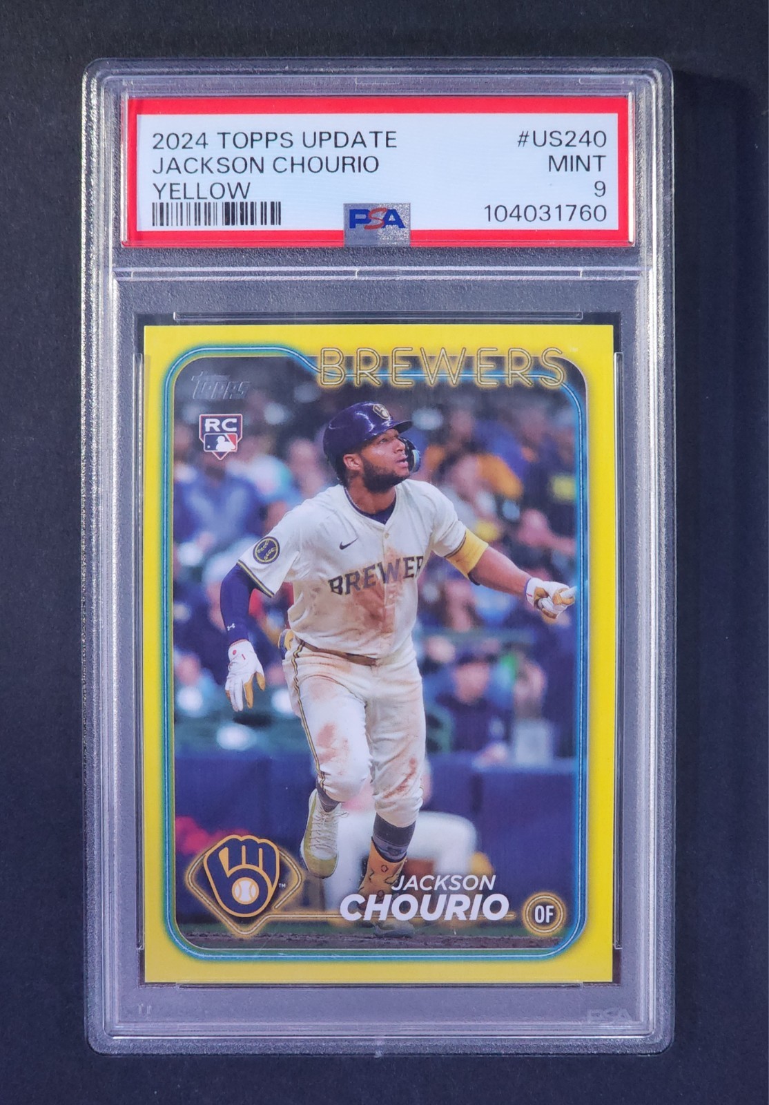 JACKSON CHOURIO 2024 Topps Update Yellow #US240 Brewers RC Rookie PSA 9 MINT