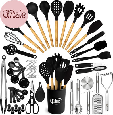 50 PCS Silicone Kitchen Utensils Set Complete Kitchen Set - 800°F Heat Resistant