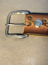 vintage Lynn named TOOLED buckle belt 30 cowhide CUSTOM floral WESTERN leather