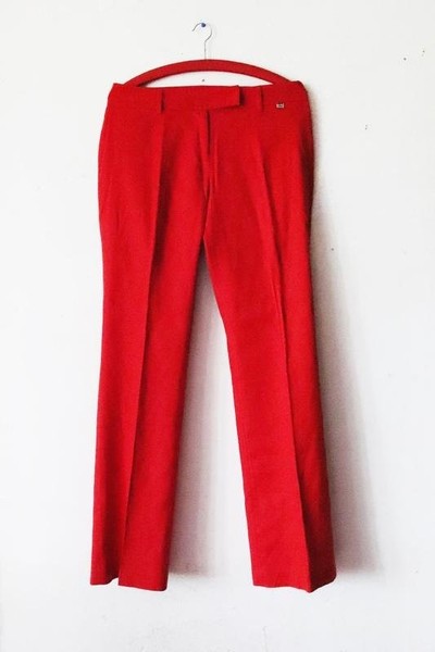 Women Aquascutum Trousers Red Linen 36 / S / 44