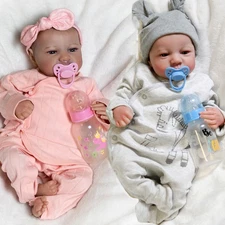Full Body Vinyl Silicone Realistic Reborn Baby Dolls Twins/Boy/Girl Doll Toys