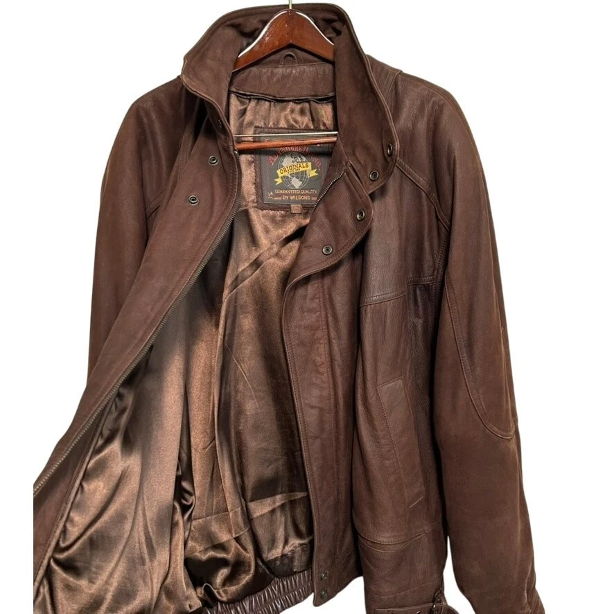 De Colección Wilson's Cuero Aventura Encuadernado XXLT Aviador Moto Bombardero Marrón Piloto Resistente