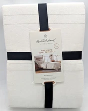 *NEW* 3pc King Fine Stripe Duvet & Sham Set Twilight Taupe/Sour Cream