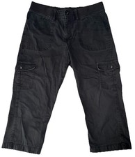 Women Black Lee Relaxed Fit Straight Cuff Leg Cargo Capri Pants Cargo Sz 14M