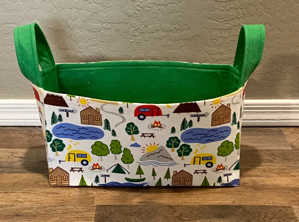 HANDMADE CAMPER PRINT FABRIC BASKET - Image 4 of 4