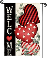Valentines Day Welcome Garden Flag 12X18 Inch outside Double Sided, Anniversary