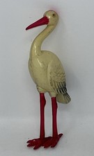 Vintage Celluloid Stork Figure 7.5  Baby Shower Cake Topper Display 30s - 40  s