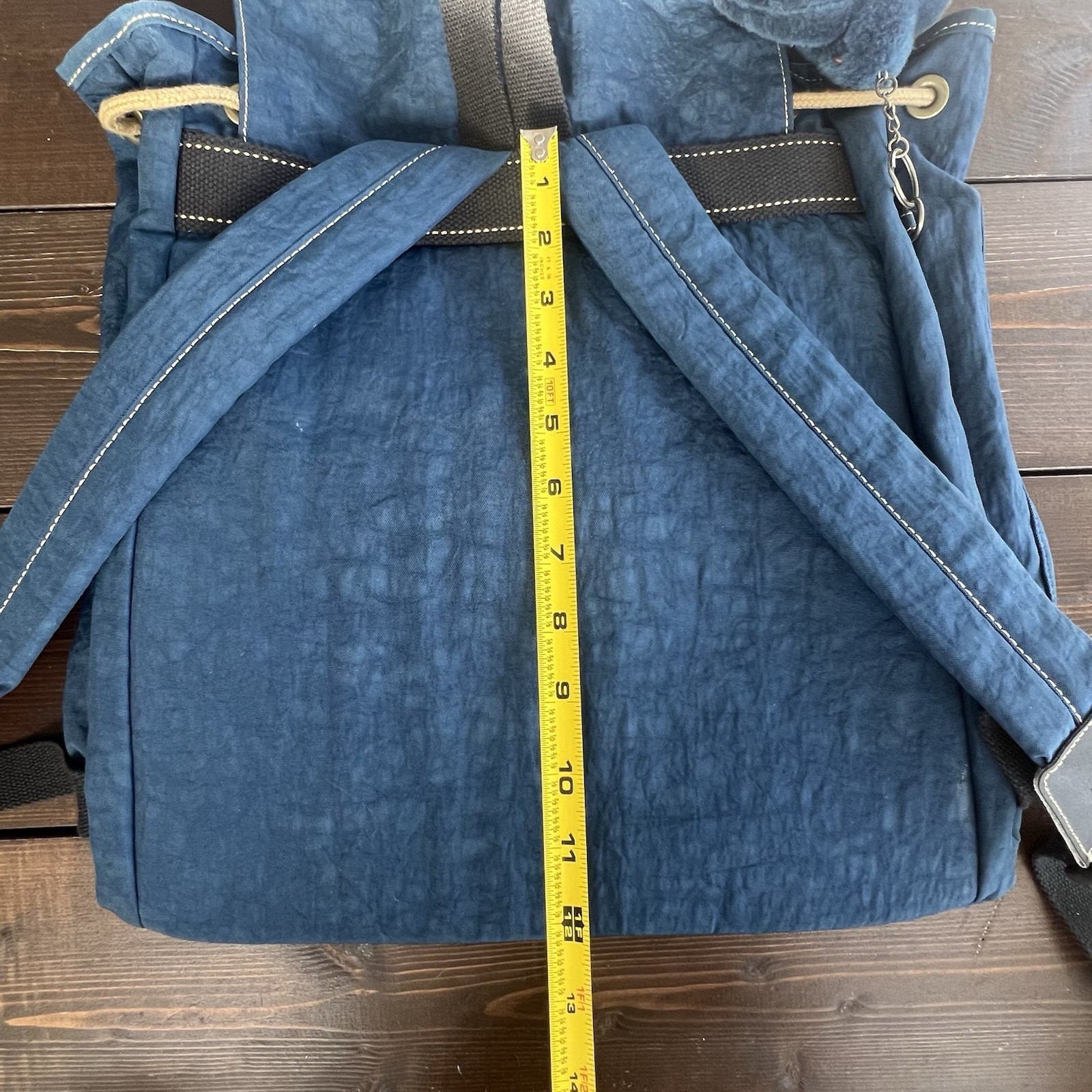 Kipling Y2K Backpack Blue Drawstring Side Zip Wat… - image 14