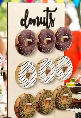 New In Cellophane Wrapper/2 Reusable Wooden Donut Walls With Wooden Pegs & Stand