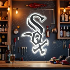 16"x11" Chicago White Sox Logo LED Neon Sign With Dimmer USB Powered Light VL