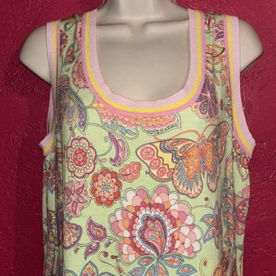 Escada Sport sleeveless knit top in pastel print. Sz XL.