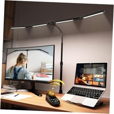 Adjustable LED Desk Lamp with Clamp, 4-Head Eye-Caring CRI95 Desk Light, Black