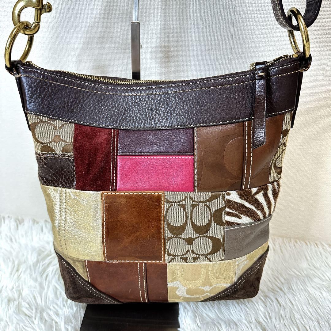 COACH Harako Leopard Patchwork Shoulder Bag Multi… - image 16