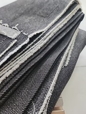 Black Heavyweight Stretch Denim Cotton Blend Fabric 60"w X 1.7yds FLAWS READ