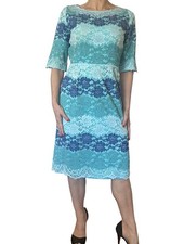 Ecaille Paris Women's 4 Dress Green Floral Lace Short Sleeve Cocktail A Line