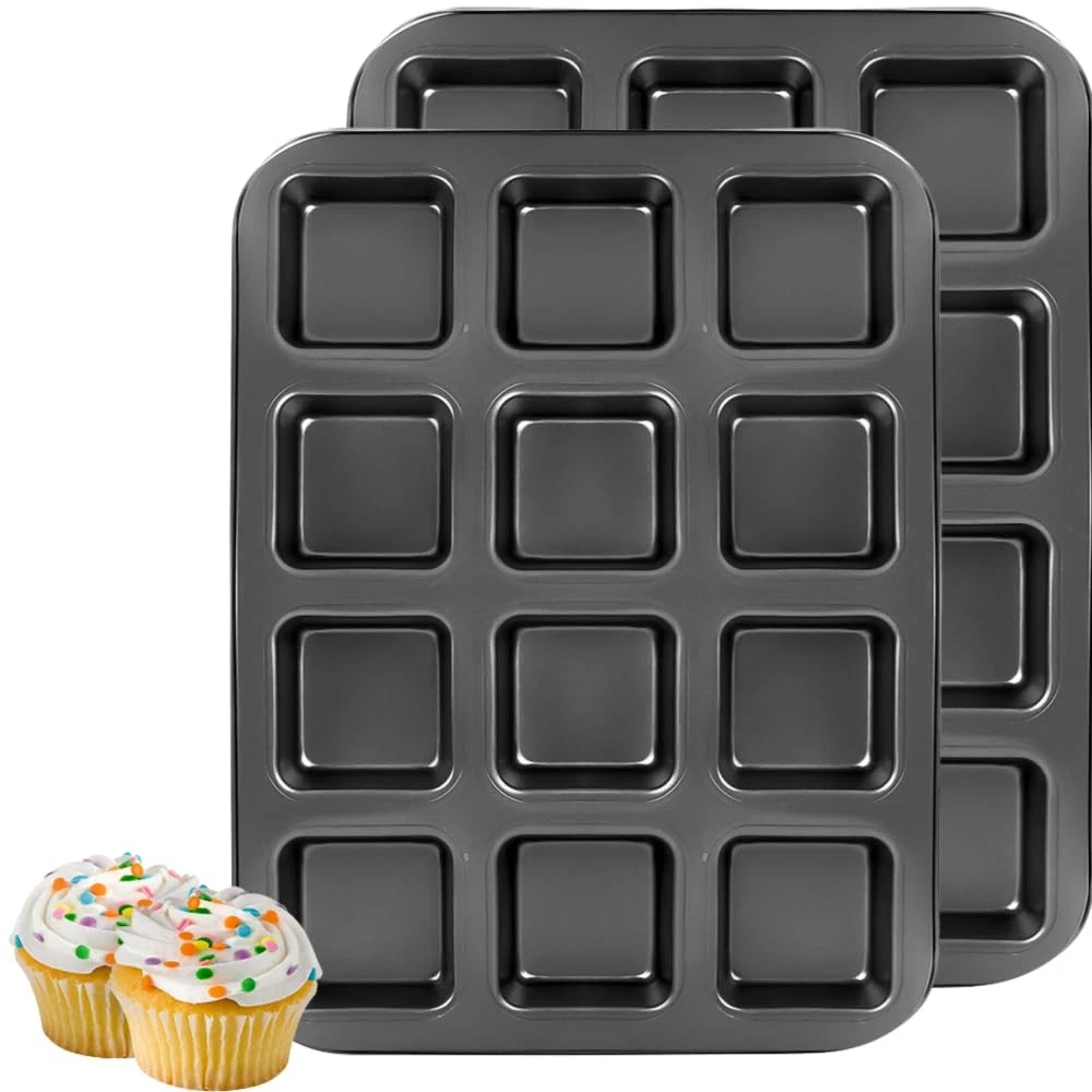 2 PCS 12 Cup Brownie Muffin Cupcake Pan Nonstick Carbon Steel Tray Oven Baking
Opens in a new window
