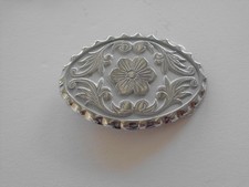 Belt Buckle Western Silver  Silver Flower Oval Vintage Never Used New Very Nice