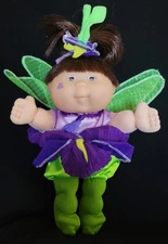 1996 Cabbage Patch Kids Doll 8 Inch Brown Hair Brown Eyes Purple Green Fairy 