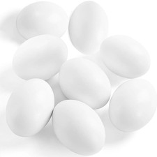 White Easter Eggs, 8 PCS Wooden Eggs for Painting Children Play Kitchen Game ...