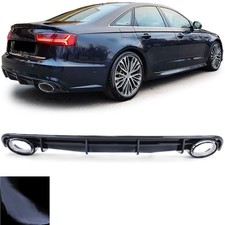 Sport Heckdiffusor Schwarz Glanz mit Endrohren Chrom für Audi A6 C7 4G 14-18