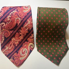 Brooks Brothers Makers Silk Tie Paisley and Dots Lot of 2