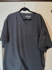 Greys Anatomy Barco Mens 2XL Scrub Top Charcoal Gray V-Neck Pocket Medical 0107