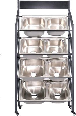 Rolling Metal Kitchen Sink Rack - Multi-Layer Organizer with Wheels