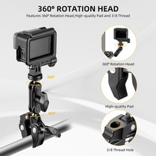 Super Clamp Mount Adapter with 3" Dual Ballhead Arm Cold Shoe 1/4" 3/8" Threads
