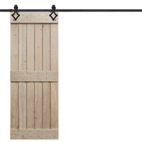 Barndoorz Rustic Mid Rail Plank Wood 2 Panel Interior Barn Door Unfinished 42 on sale Barndoorz Rustic Mid Rail Plank Wood 2 Panel Interior Barn Door Unfinished 42 on sale