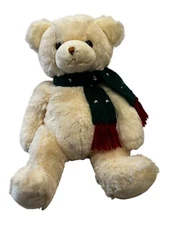 Princess Soft Touch Plush Teddy Green Red Scarf 2004 Excel. Used Condition 16”T