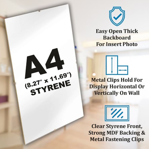 A1/A2/A3/A4 Clip Frame Frameless Picture Photo Poster Frames Pack of 1-2-3-5-10 - Picture 3 of 14