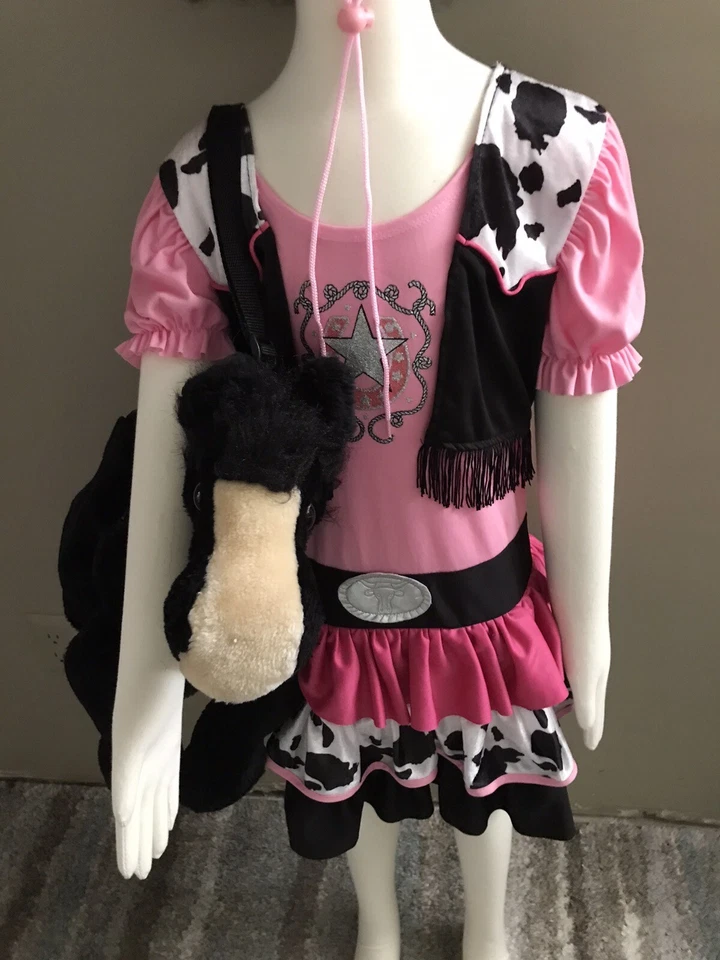 Niñas Talla 8-10 Vaquera Disfraz de Halloween con Sombrero de Vaquero Iluminado y Cartera de Caballo Foto 2 de 4