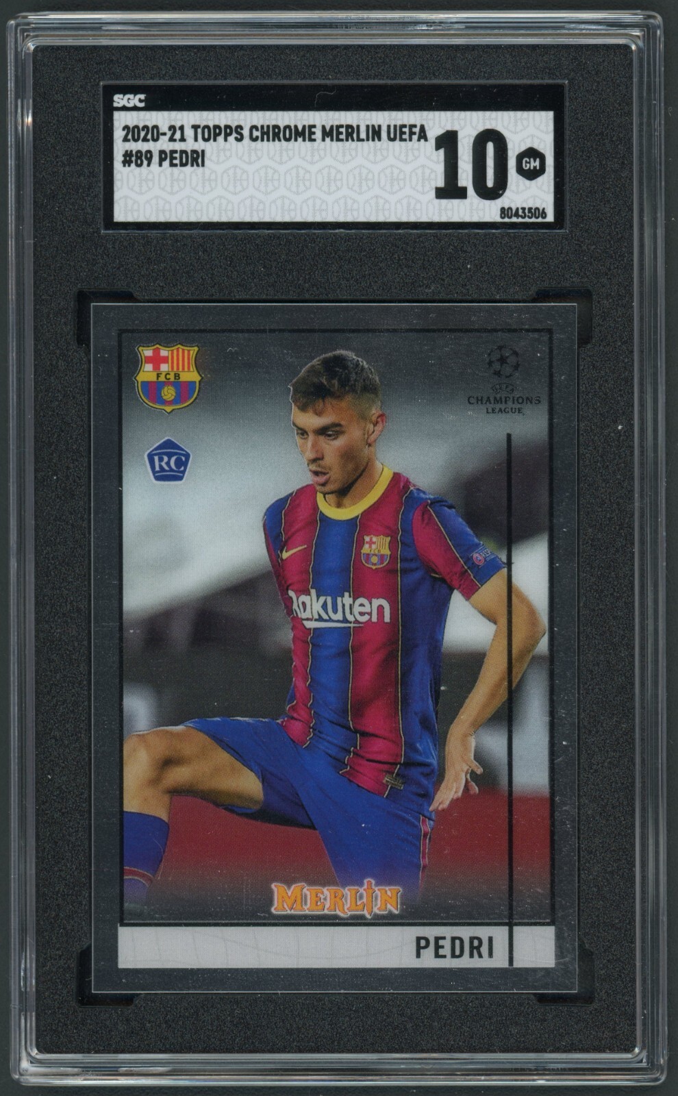 2020 Topps Chrome Merlin UEFA Champions League Pedri #89 SGC 10 GEM MINT Rookie