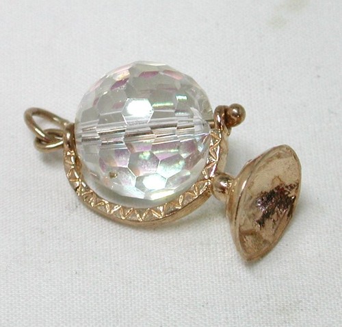 9ct Gold And Crystal Globe Shaped Vintage Charm 23042 - Picture 2 of 3