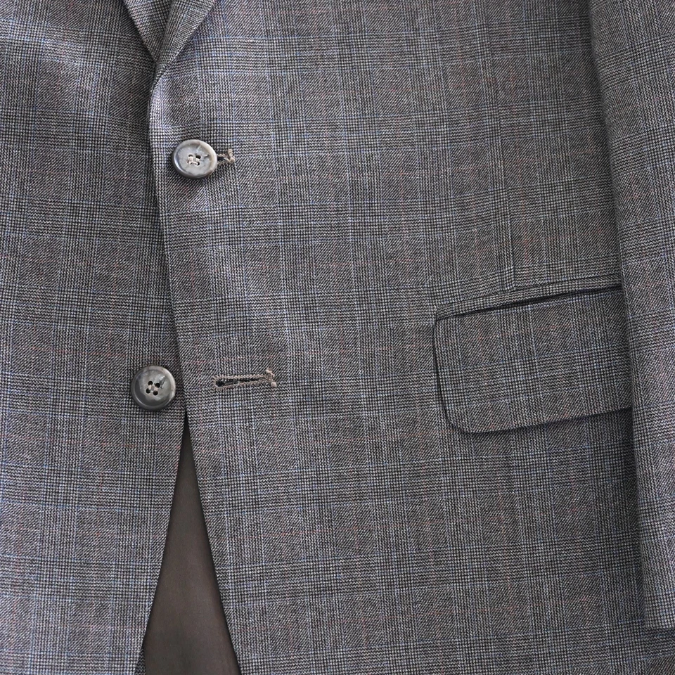 Винтажный 40R 34 x 30 коричневый Glenn чек фланели шерсти Мужская куртка брюки костюм - Изображение 3 из 4