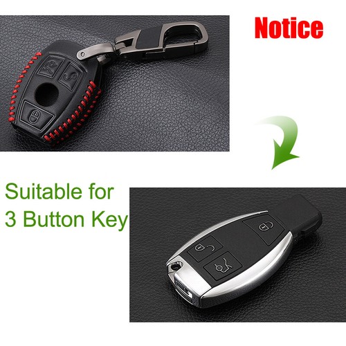 Remote Key Cover Fob Chain for Mercedes Benz Leather Key Bag Protect Decoration - Picture 4 of 16