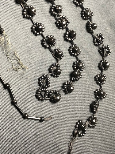Antique Victorian Jet Bead Faceted Beads Bohemian or French? Lot of 3 Strands - Picture 4 of 8