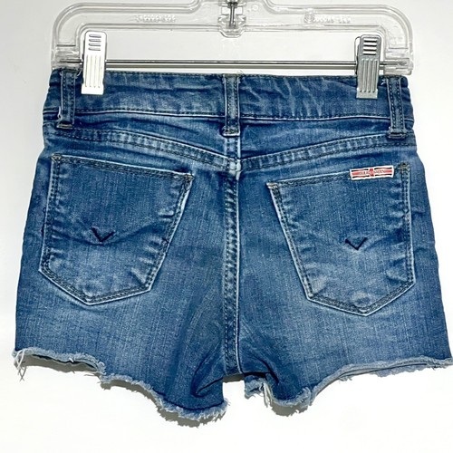 Hudson Girls Dark Blue Wash Raw Hem Denim Jean Shorts Youth Sz 7 - Picture 5 of 7