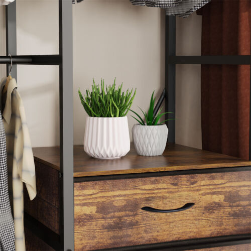 XXXL Large Open Wardrobe Closet Freestanding Clothes Rail Rack with Curtains AU - Picture 17 of 19