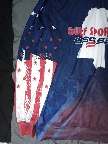 American Flag Red White Blue Gulf Sports Jacket Size Large - Picture 2 of 5