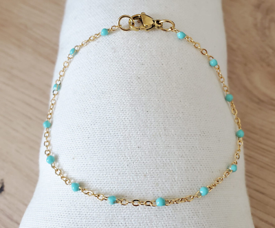 Chaîne de cheville plaqué or avec perles en résine couleur corail | Laval Europe