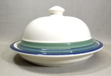 PFALTZGRAFF OCEAN BREEZE STONEWARE ROUND BUTTER TUB WITH COVER/LID