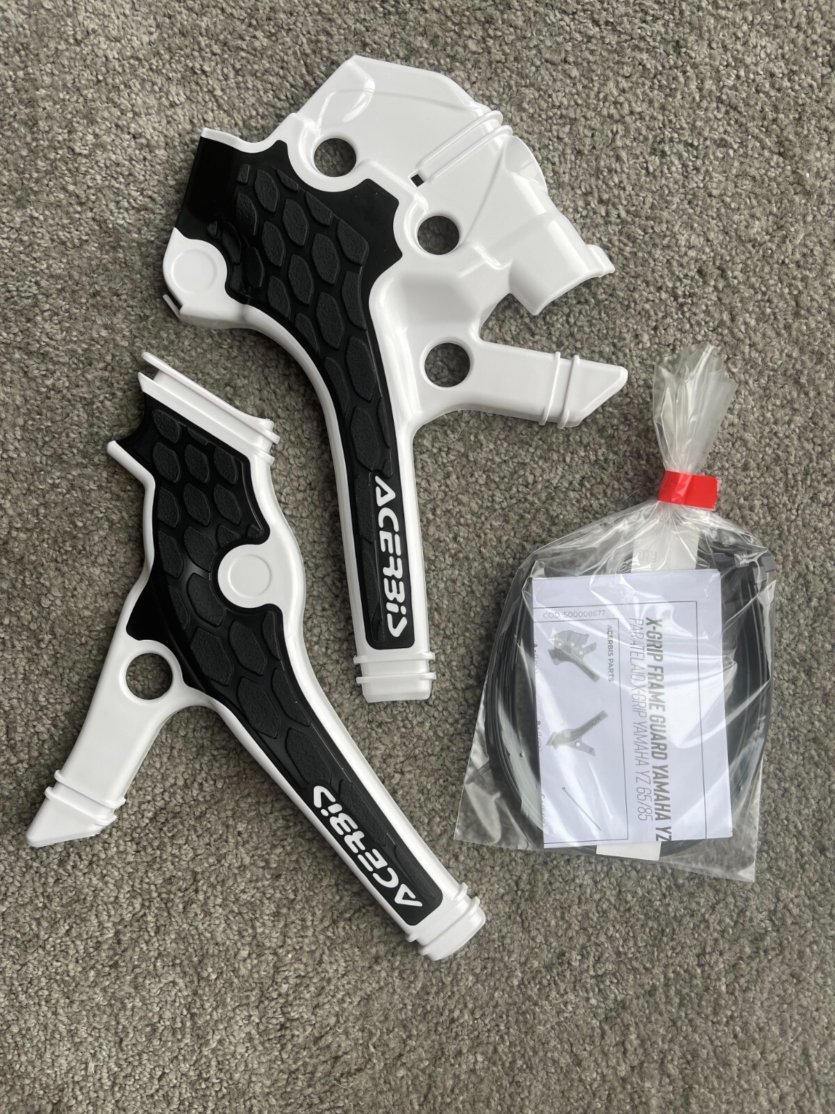 YAMAHA YZ 85 2022-2026  ACERBIS  FRAME GUARDS PROTECTORS WHITE / BLACK