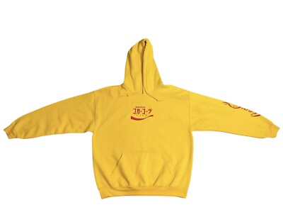 Japanese Coca-Cola Yellow Hooded Sweatshirt Large Hoodie Mens