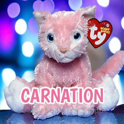   CARNATION   2002 Ty Beanie Babies Fuzzy Light Pink CAT Baby *MWMT*