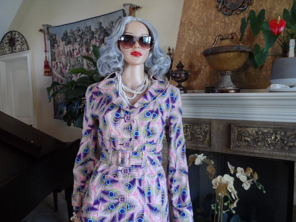 New Nanette Lepore Pink "Peacock" Gabardine Trench Coat SIze 8 - Image 4 of 4