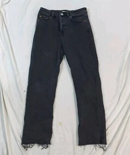 H&M Black High Waist Straight Leg Jeans Size UK 8