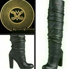 MODERN VINTAGE Boots Knee High Leather BOOTS HEELED IT 35- 5.5 US Made in ITALY